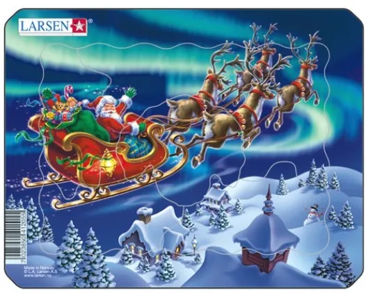 Puzzle Cadre - Le Père Noël dans les Lumières Nordiques
