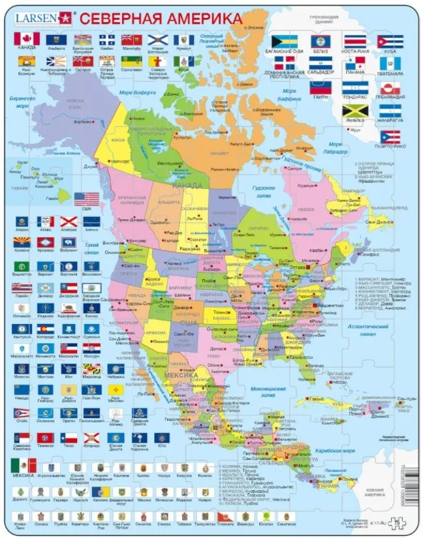 Puzzle Cadre - Amérique du Nord (en Russe)