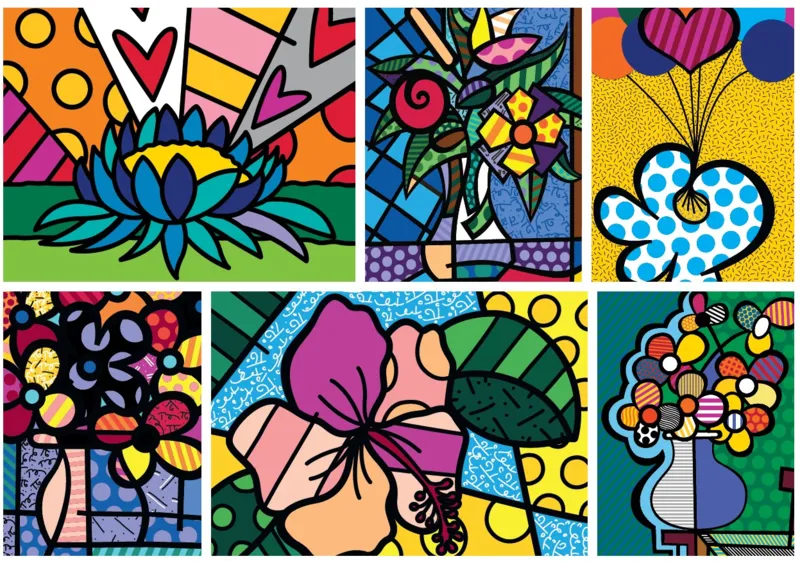 Romero Britto - Collage: Flowers