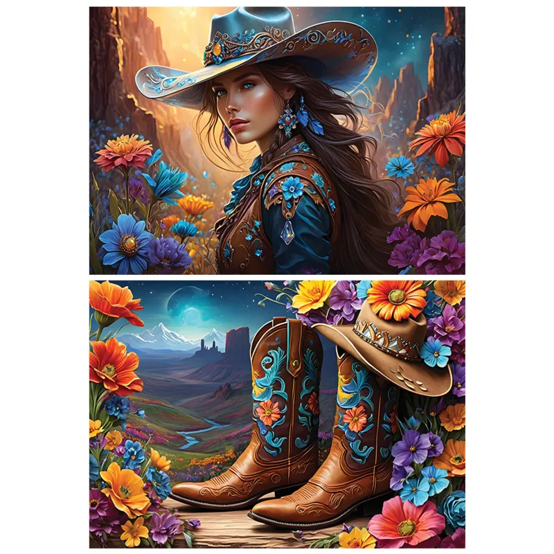 2 Puzzles - Cowgirl and Boots - Far West Collection