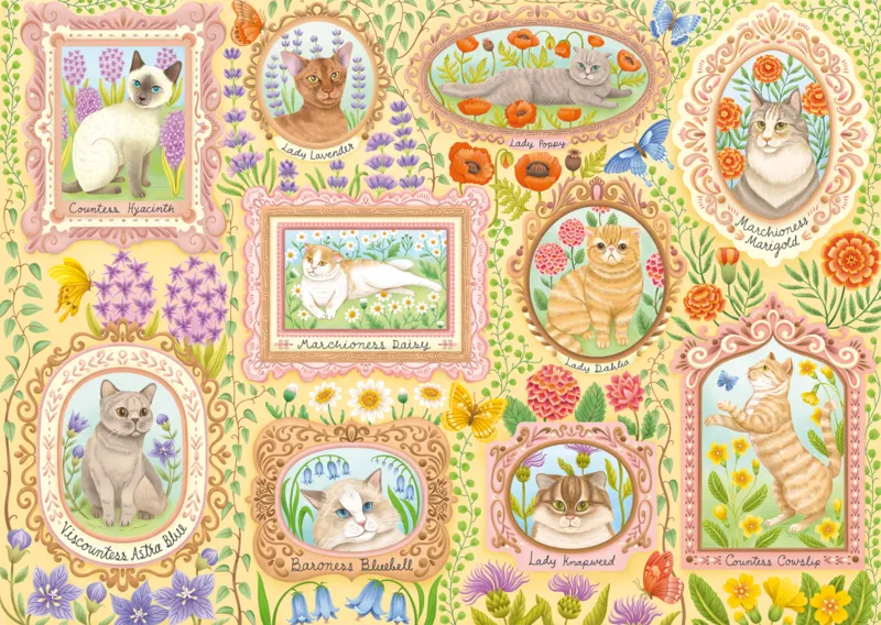 Nobles Chats Parmi les Fleurs