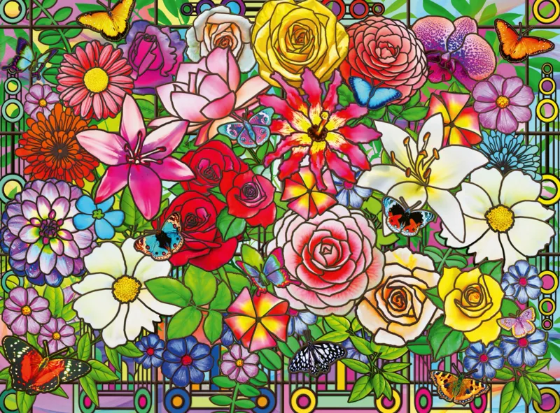 Bien Être & Puzzle - Fleurs En Vitrail