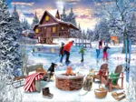 Patineurs près du Feu