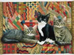 Christie, Posky and Zelly on a Deco rug