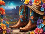 2 Puzzles - Cowgirl and Boots - Far West Collection