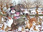 Scène d'Hiver Avec Deux Bonshommes de Neige